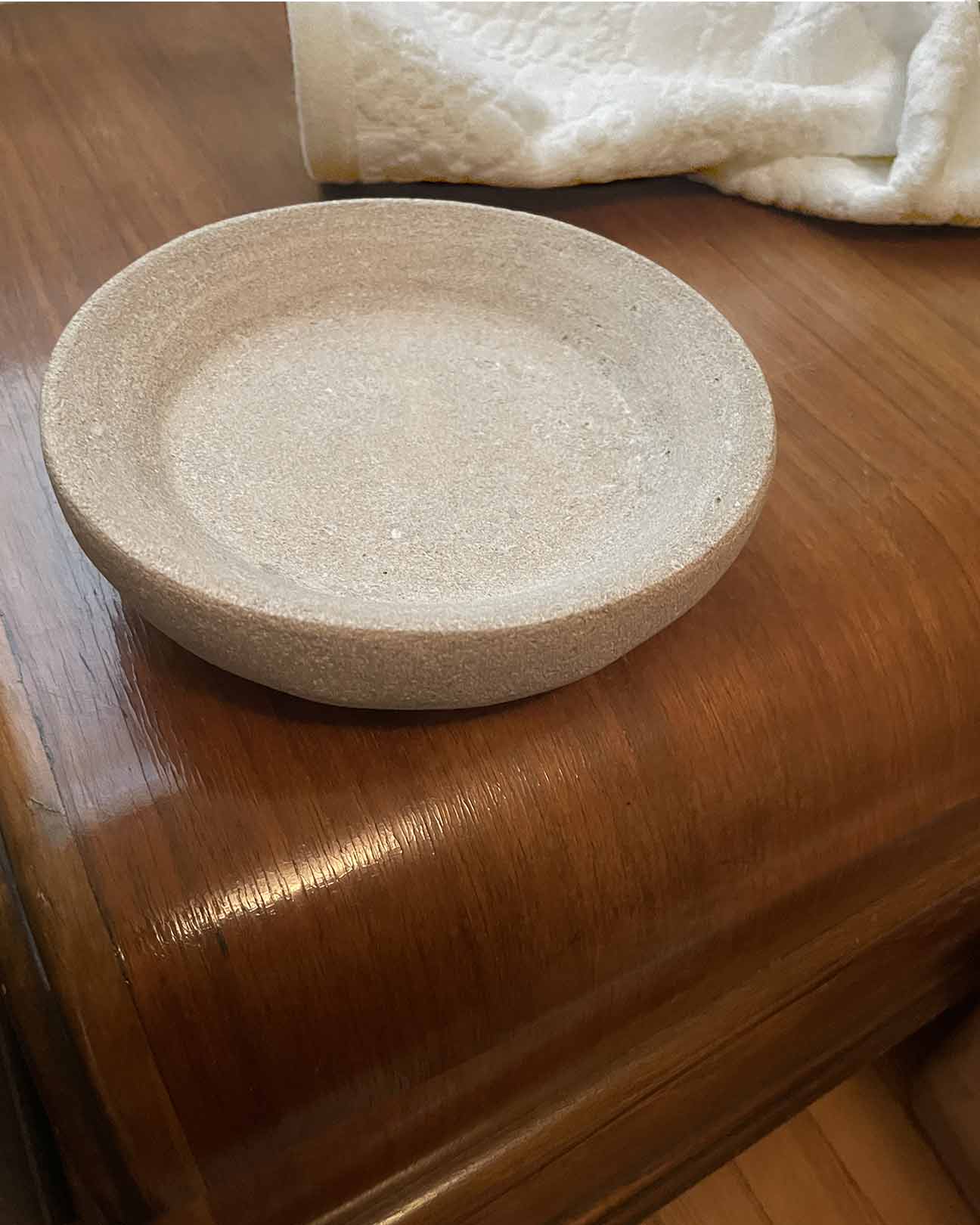 Hand-Carved Limestone Soap Dish