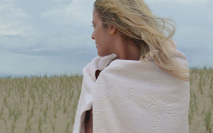 Affina organic bath and beach towels for a coastal home