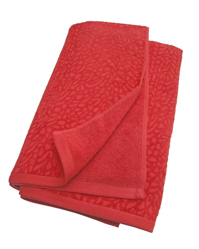 Organic Red Beach Towel in Sea Fan Pattern